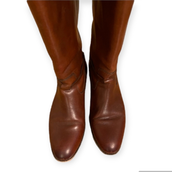 FRYE Lindsay Plate Crisscross Distressed Tall Pull-On Riding Boots EUC - Picture 8 of 13